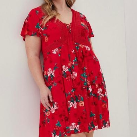 Torrid Mini Gauze Lace-Up Skater Dress Size 3X - Picture 2 of 6